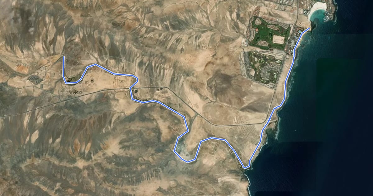 Маршрут Barranco de la torre-Caleta de Fuste на спутниковом снимке