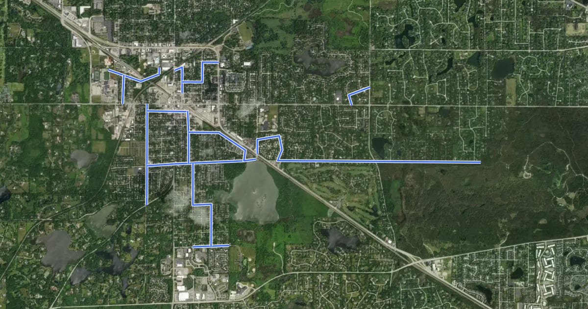 Маршрут Barrington Bike Routes на спутниковом снимке