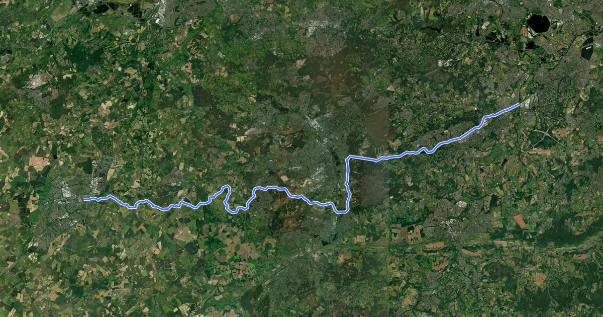 Маршрут Basingstoke Canal на спутниковом снимке