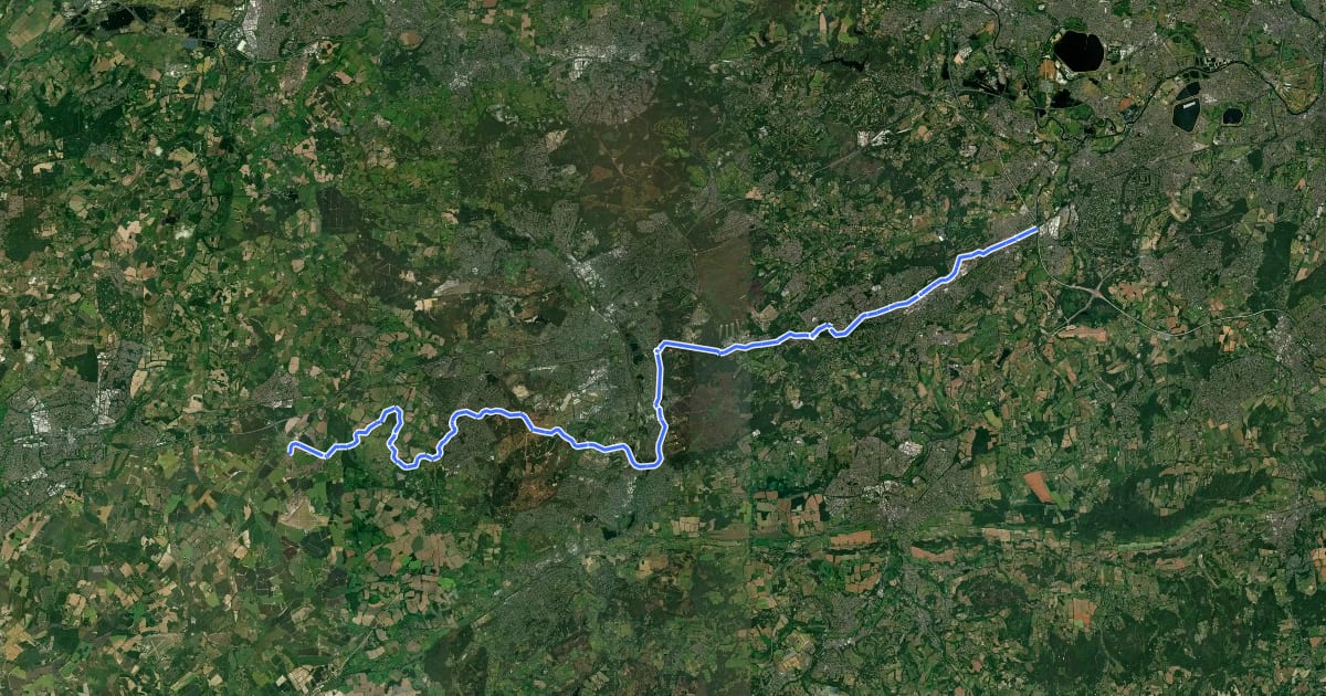 Маршрут Basingstoke Canal Towpath на спутниковом снимке