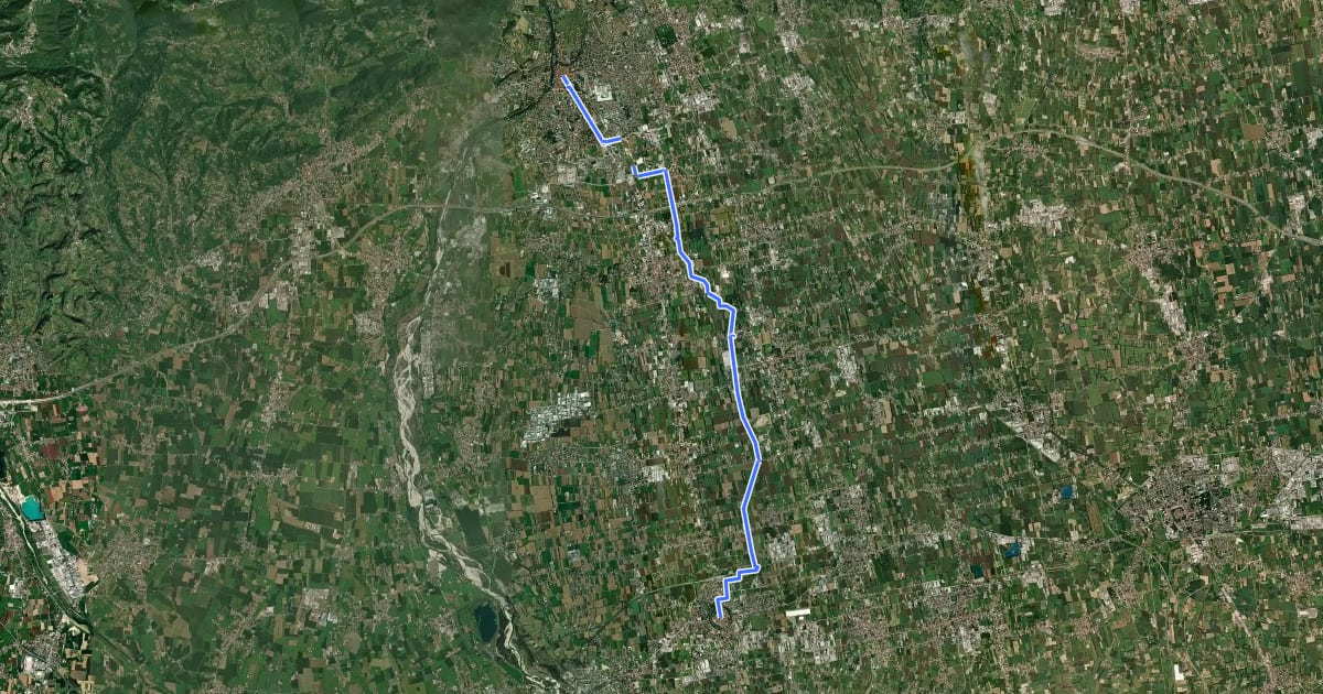 Маршрут Bassano - Cittadella на спутниковом снимке