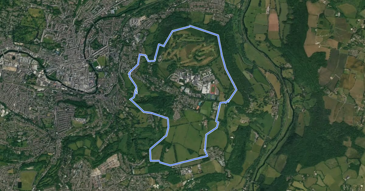 Маршрут Bath Skyline Walk на спутниковом снимке