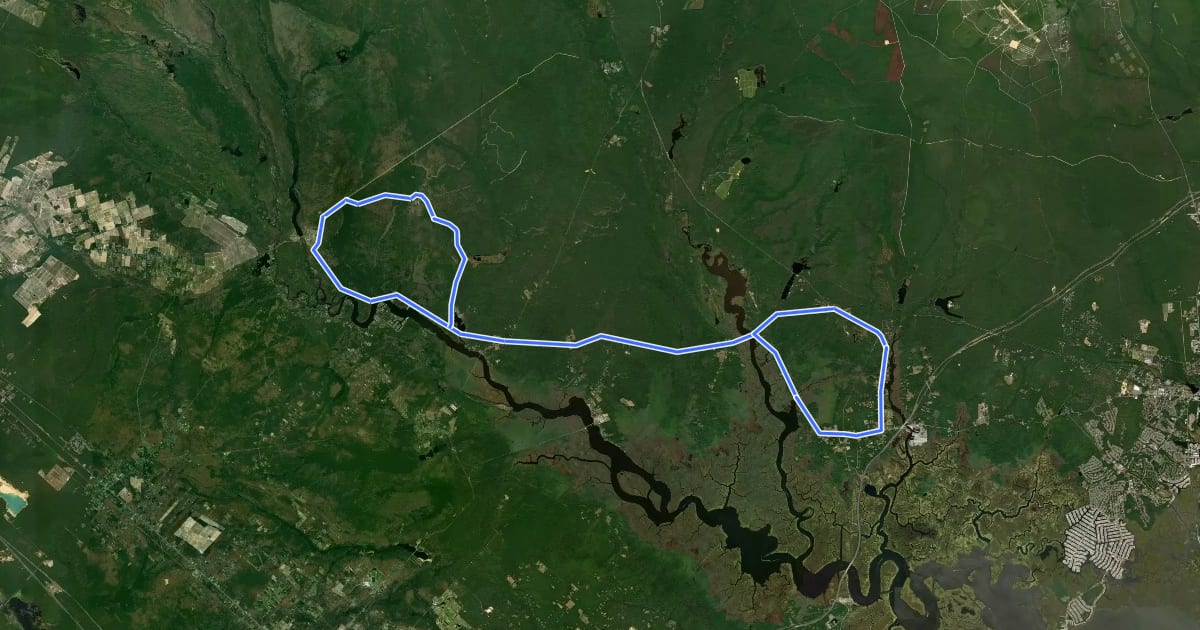 Маршрут Batsto to Bass River на спутниковом снимке