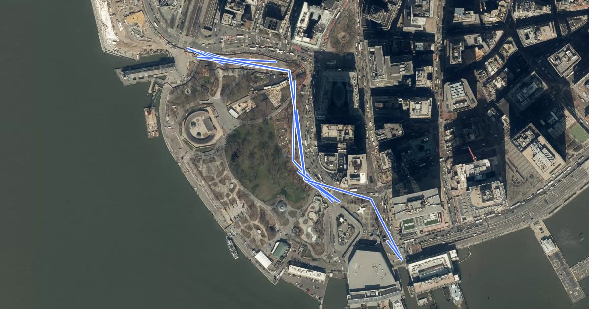 Маршрут Battery Bikeway на спутниковом снимке