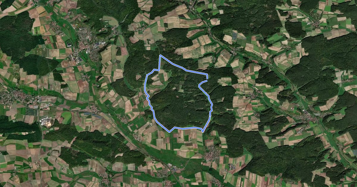 Маршрут Baudenbach Rundweg B1 на спутниковом снимке