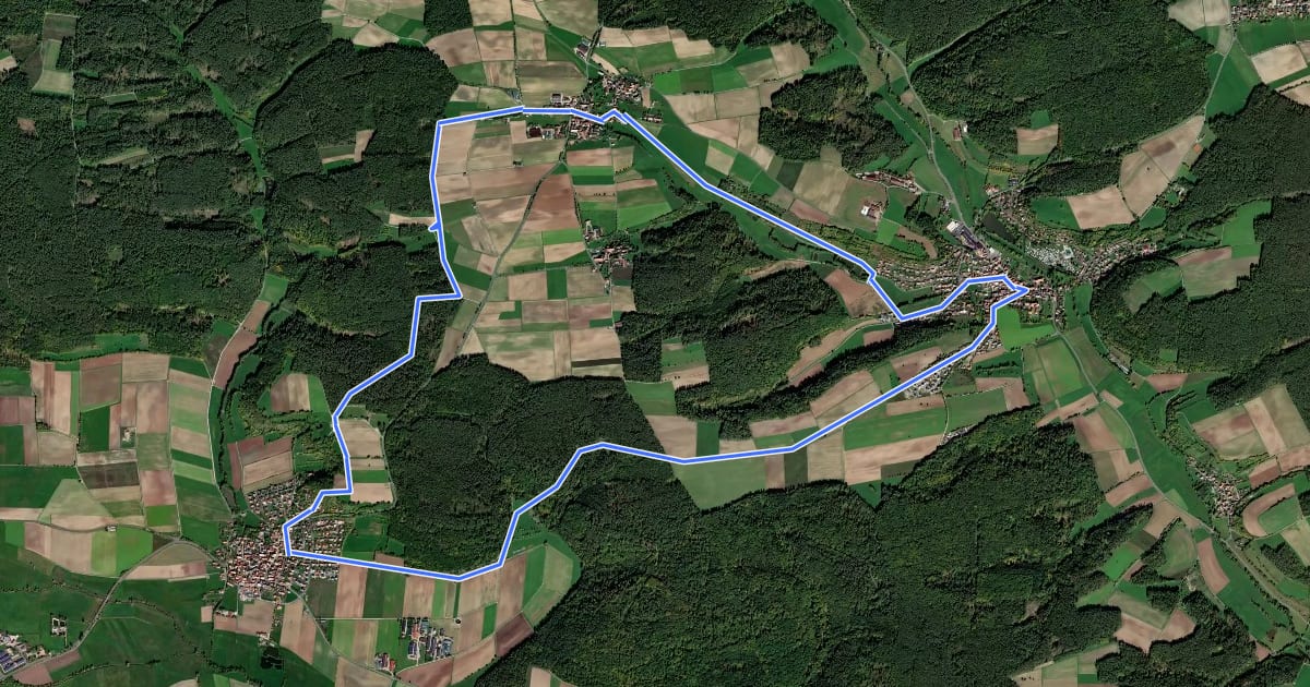 Маршрут Baudenbach Rundweg B2 на спутниковом снимке