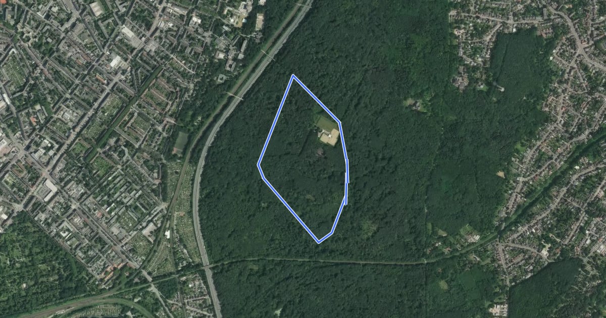 Маршрут [Baum] Rundwanderweg Duisburg на спутниковом снимке
