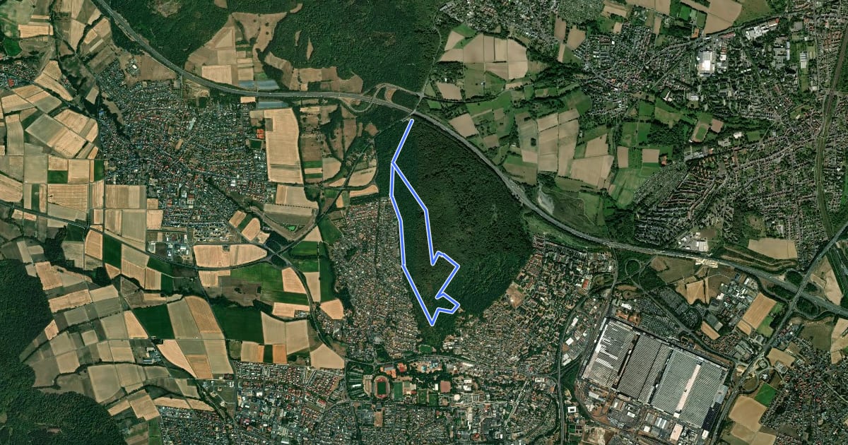 Маршрут Baunatal-Altenritte, Rundweg 1 на спутниковом снимке