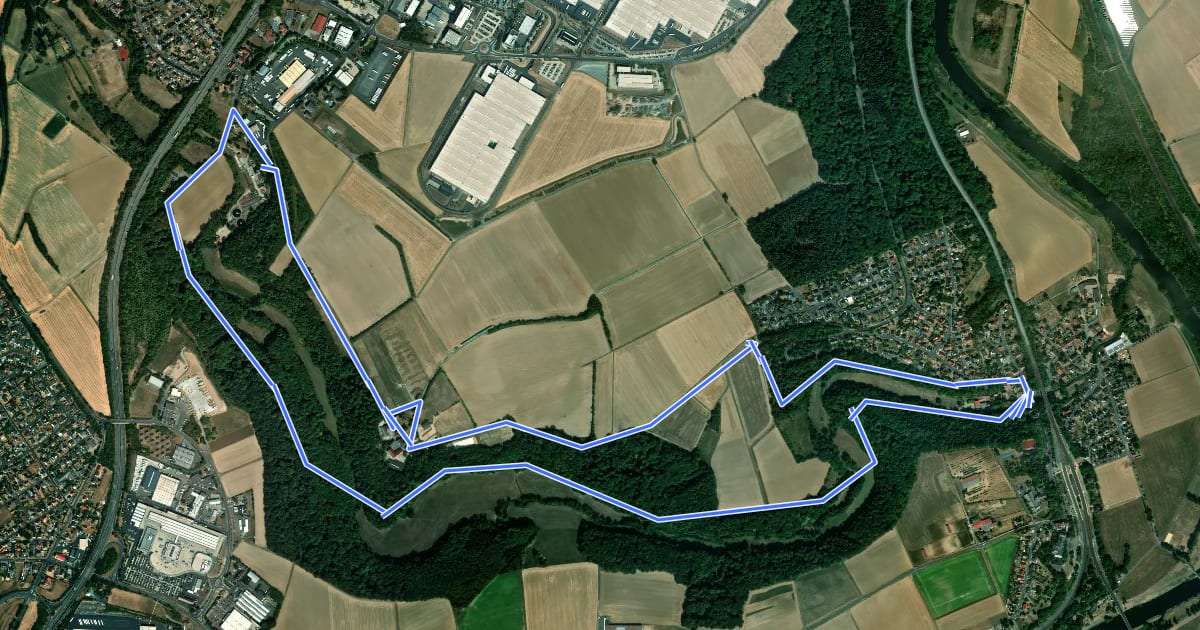 Маршрут Baunatal-Guntershausen, Rundweg 1 на спутниковом снимке