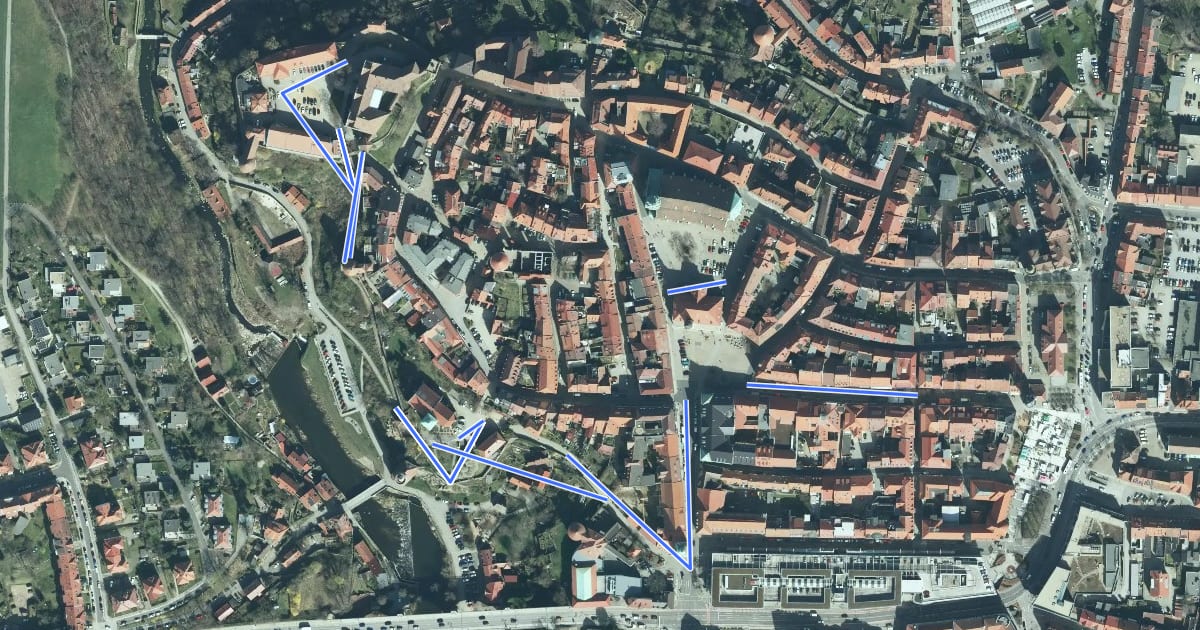 Маршрут Bautzener Geschichtspfad gelbe Route 1h на спутниковом снимке