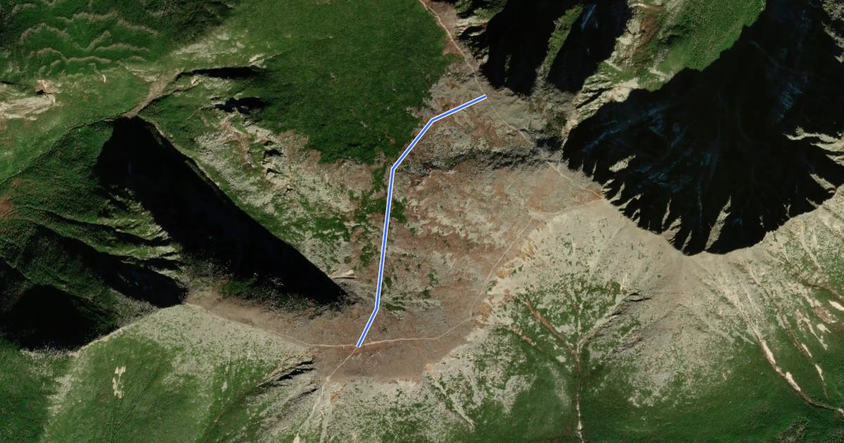 Маршрут Baxter Peak Cutoff Trail на спутниковом снимке
