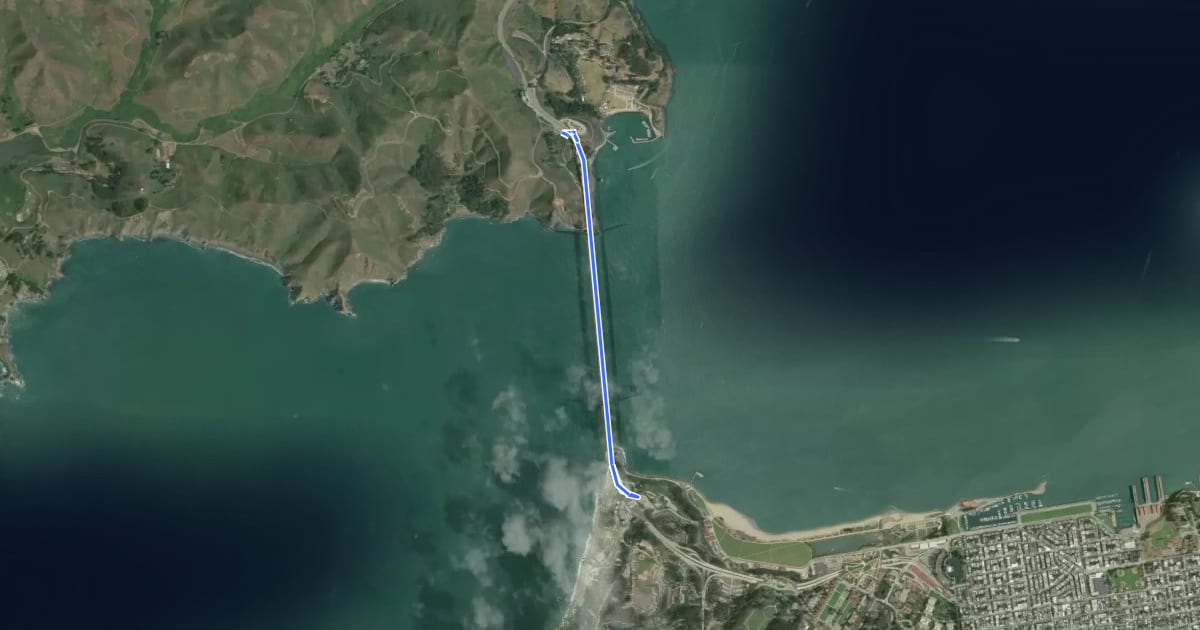 Маршрут Bay Area Ridge Trail - Section 01 - Golden Gate Bridge на спутниковом снимке