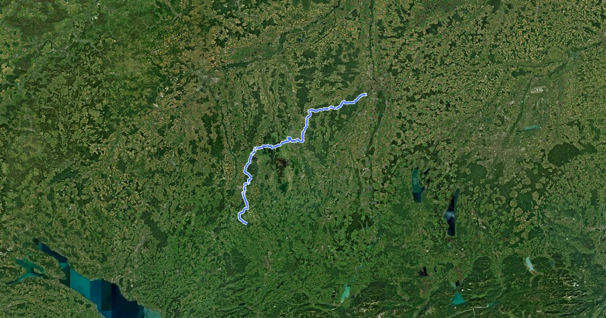 Маршрут Bayerisch-Schwäbischer Jakobsweg A-MM на спутниковом снимке