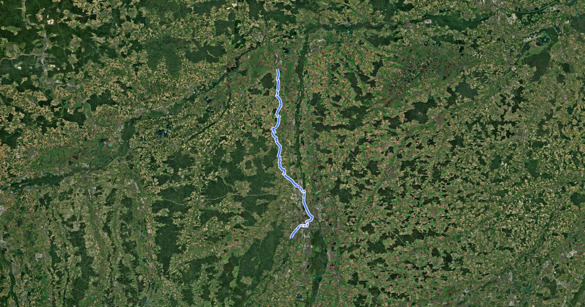 Маршрут Bayerisch-Schwäbischer Jakobsweg DON-A на спутниковом снимке