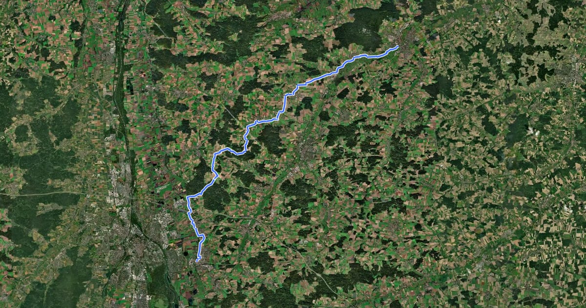 Маршрут Bayerisch-Schwäbischer Jakobsweg SOB-FB на спутниковом снимке