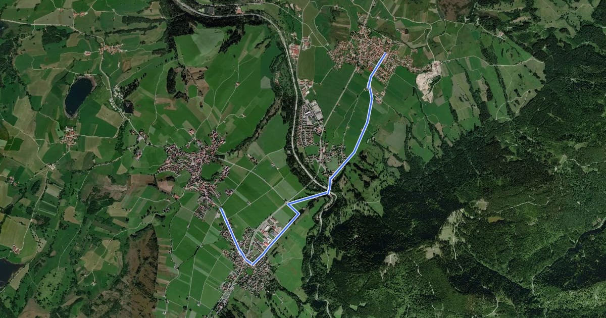 Маршрут Bayerniederhofen - Trauchgau (über Buching) на спутниковом снимке