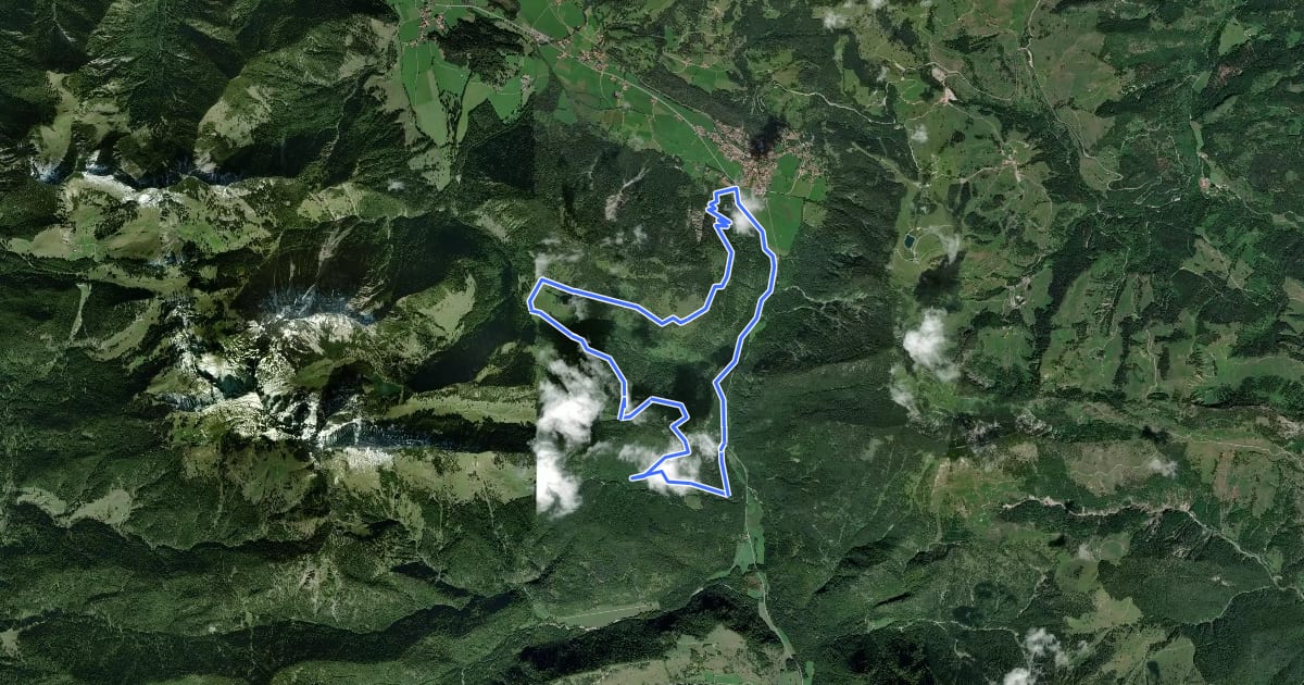 Маршрут Bayrischzeller Höhenweg на спутниковом снимке