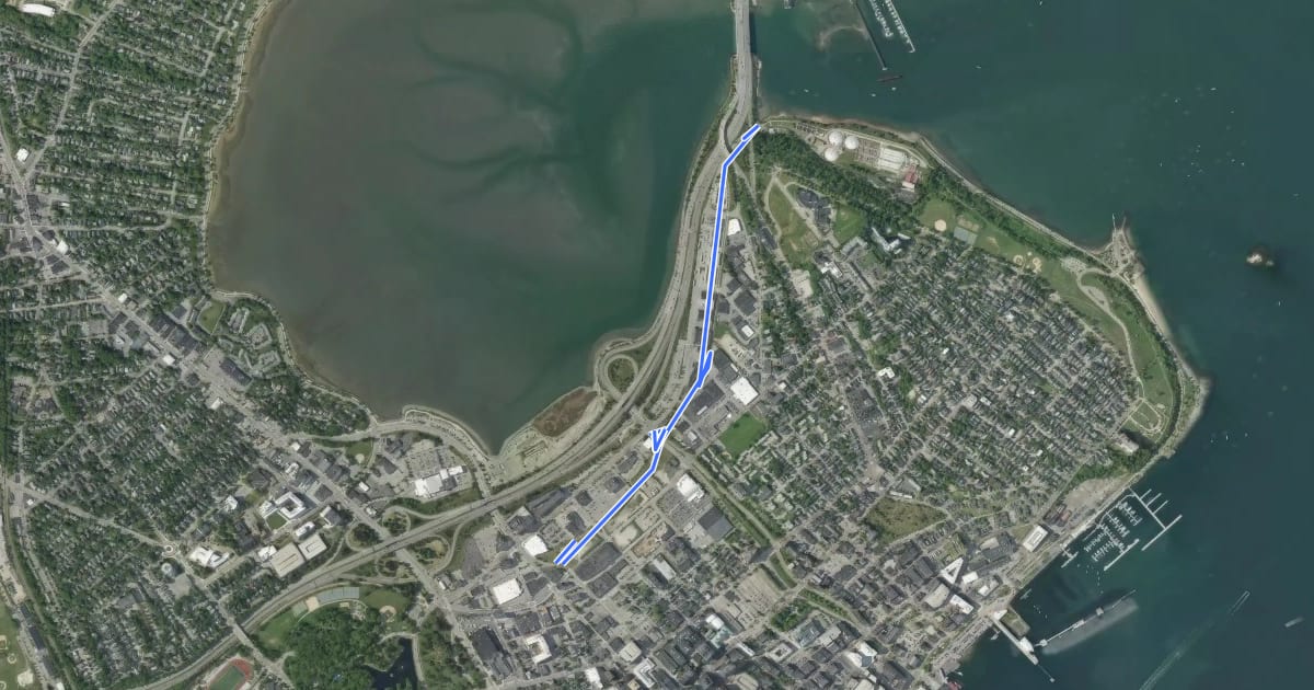 Маршрут Bayside Trail на спутниковом снимке