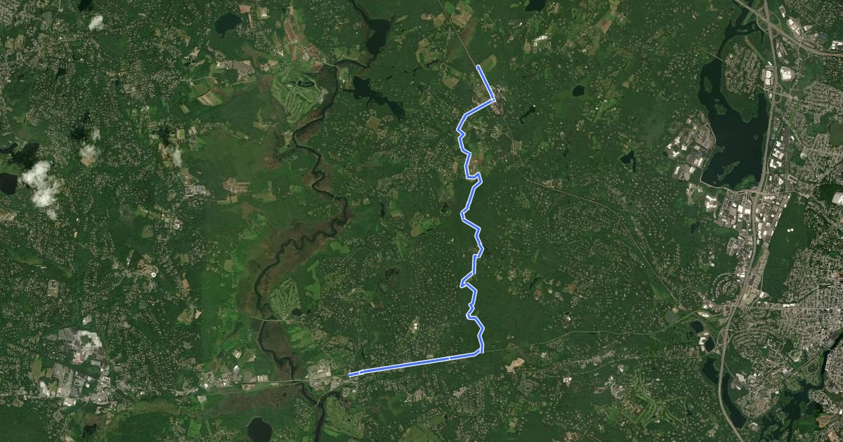 Маршрут BCT 7 First Drumlin Route (LincolnWeston/Wayland) на спутниковом снимке