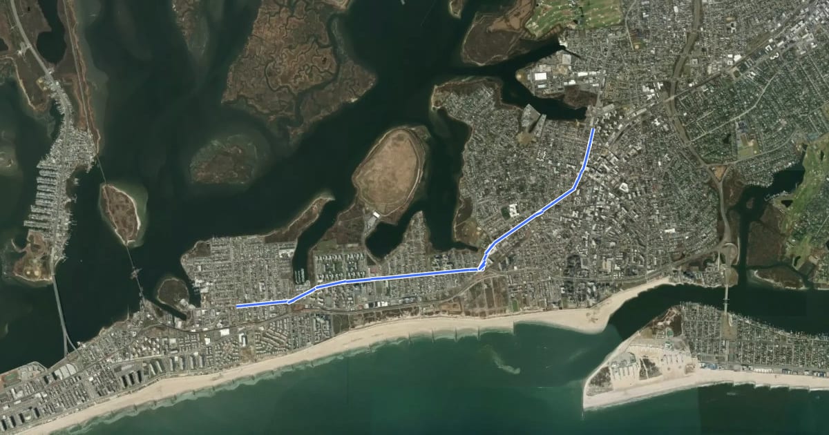 Маршрут Beach Channel Drive на спутниковом снимке