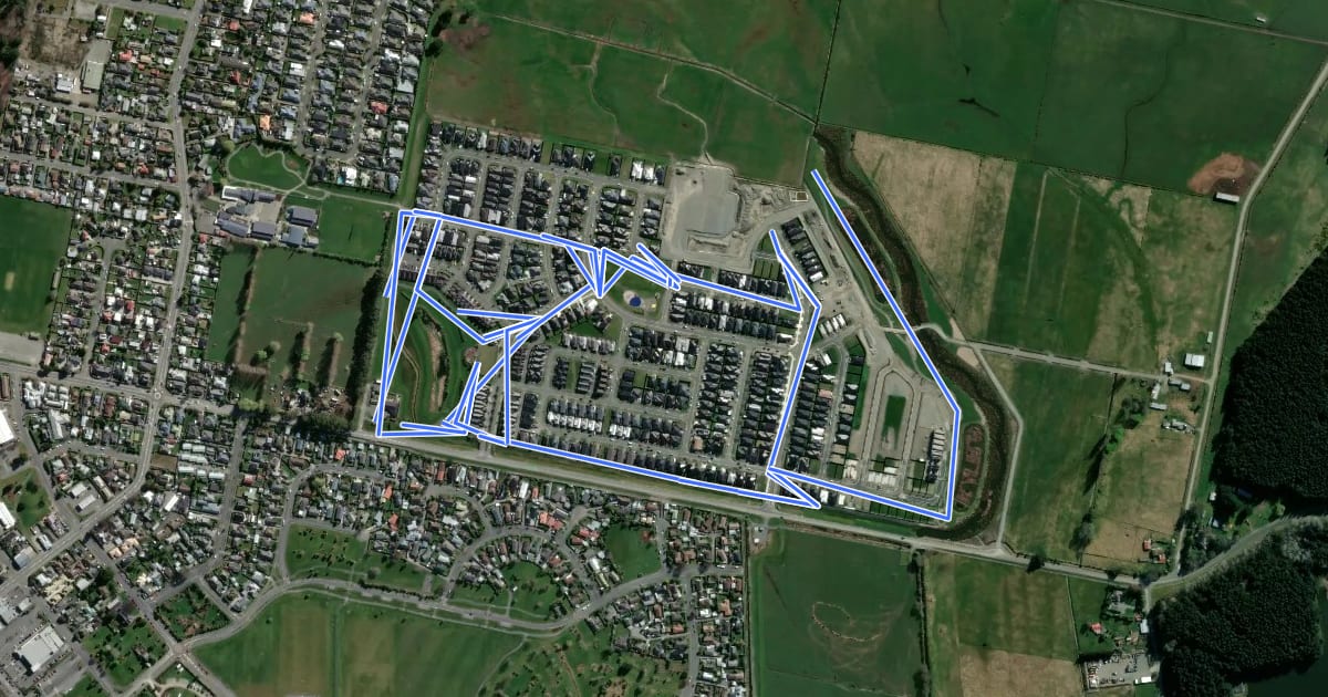 Маршрут Beach Grove Shared Paths на спутниковом снимке