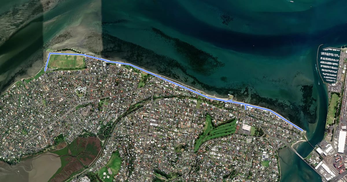 Маршрут Beach Road на спутниковом снимке