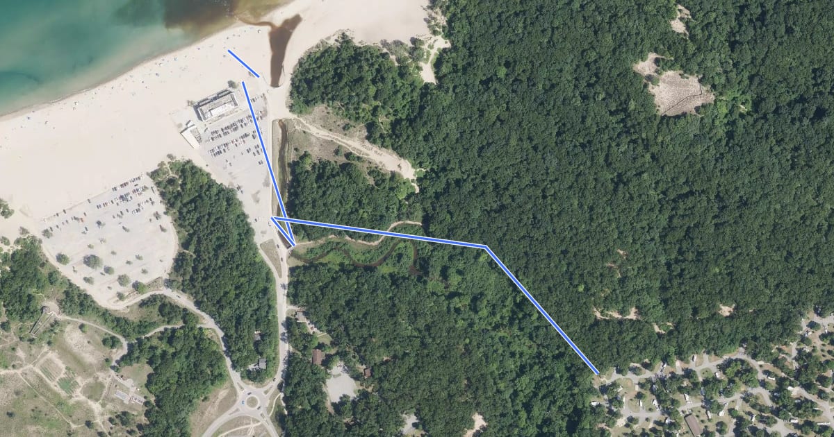 Маршрут Beach Trail на спутниковом снимке
