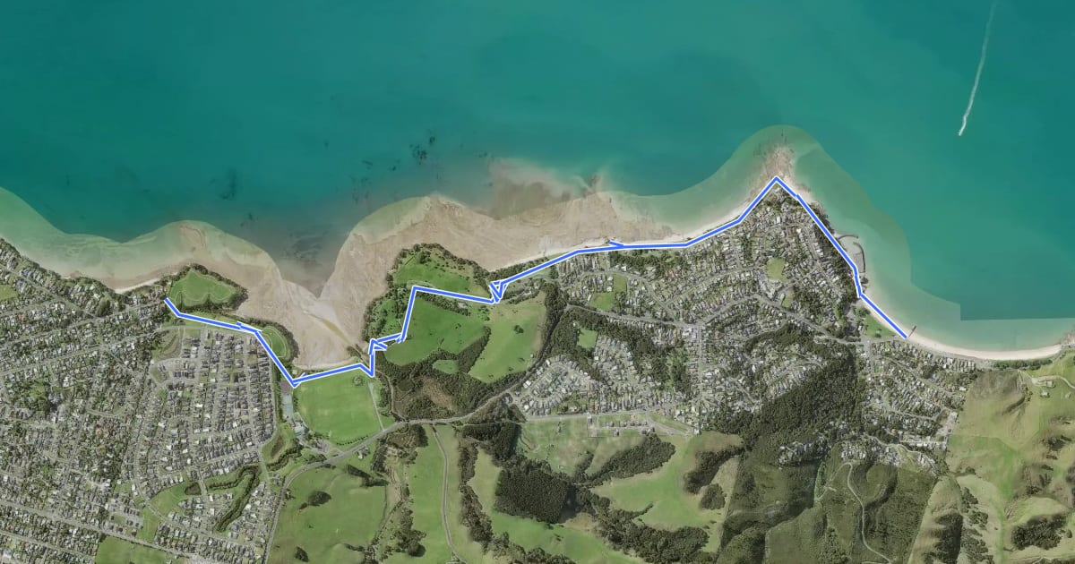 Маршрут Beachlands – Maraetai Walkway на спутниковом снимке
