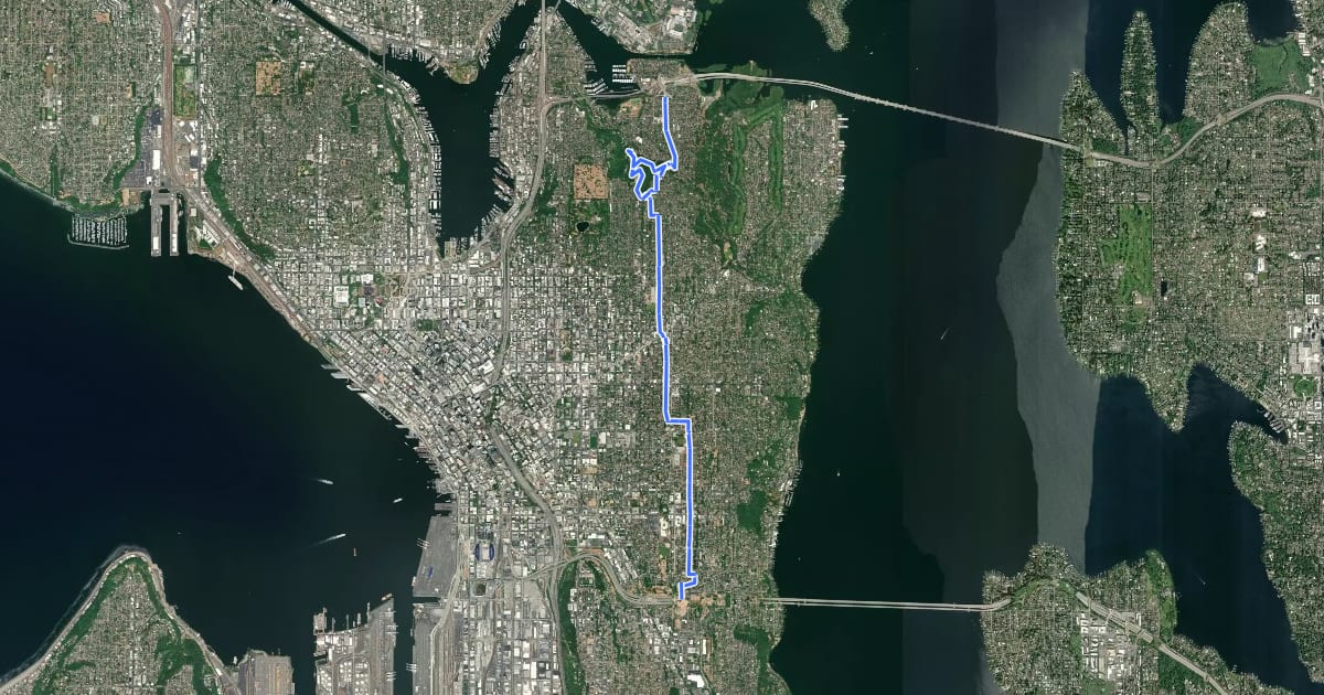 Маршрут Beacon Hill - Central District Greenway на спутниковом снимке