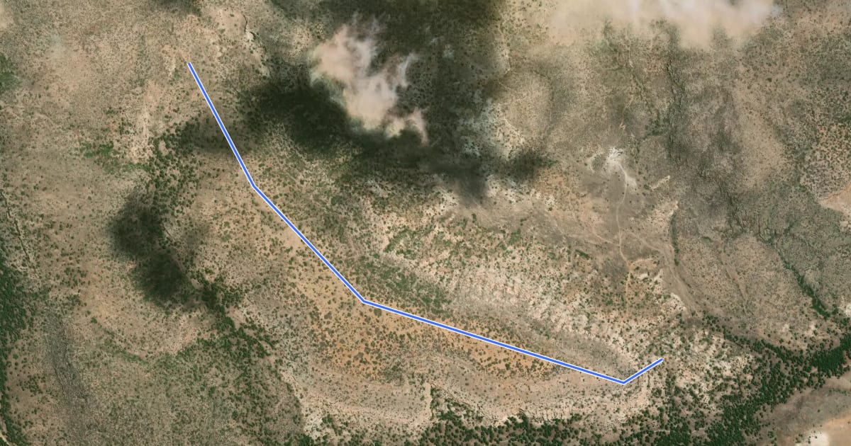 Маршрут Beanfield Mesa Trail на спутниковом снимке