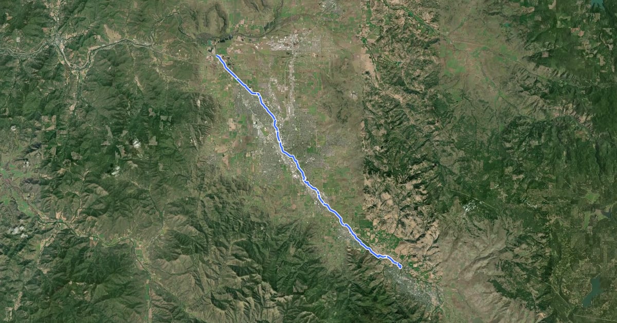 Маршрут Bear Creek Greenway на спутниковом снимке