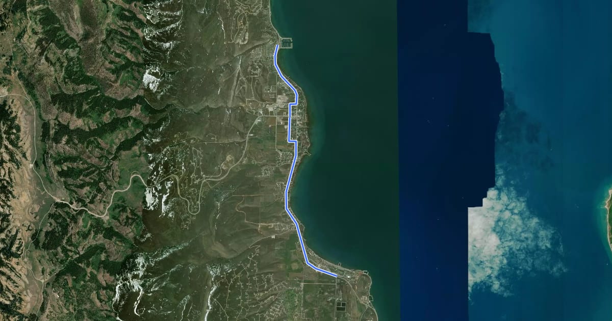 Маршрут Bear Lake Legacy Pathway на спутниковом снимке