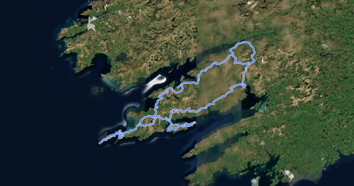 Маршрут Beara Way на спутниковом снимке