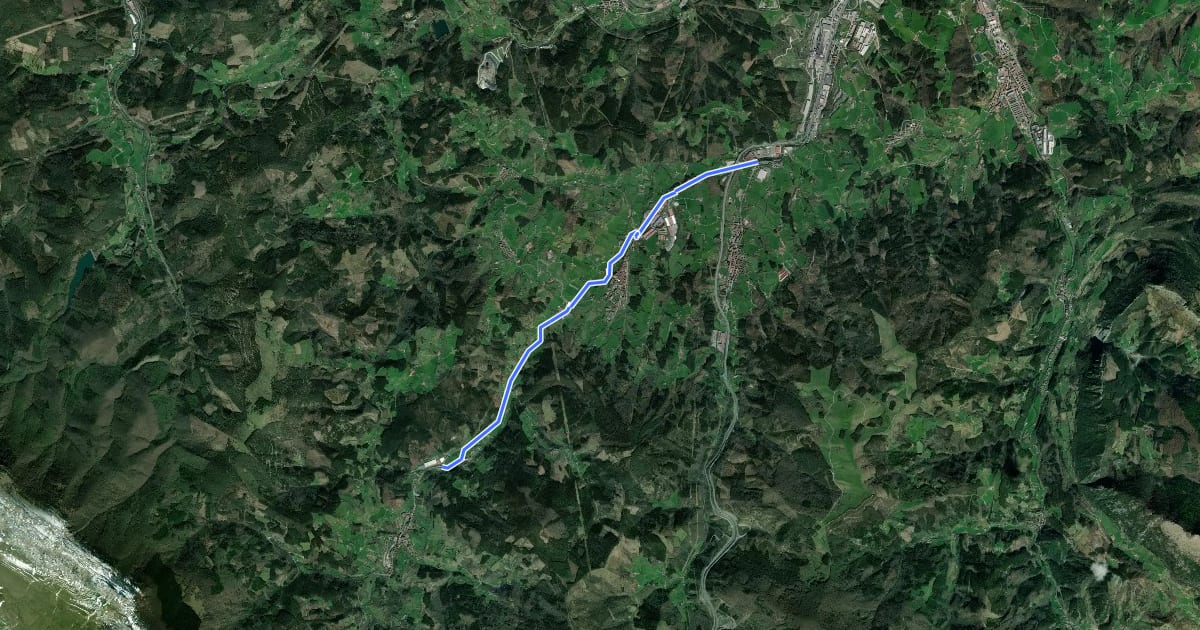 Маршрут Beasain - Zegama на спутниковом снимке