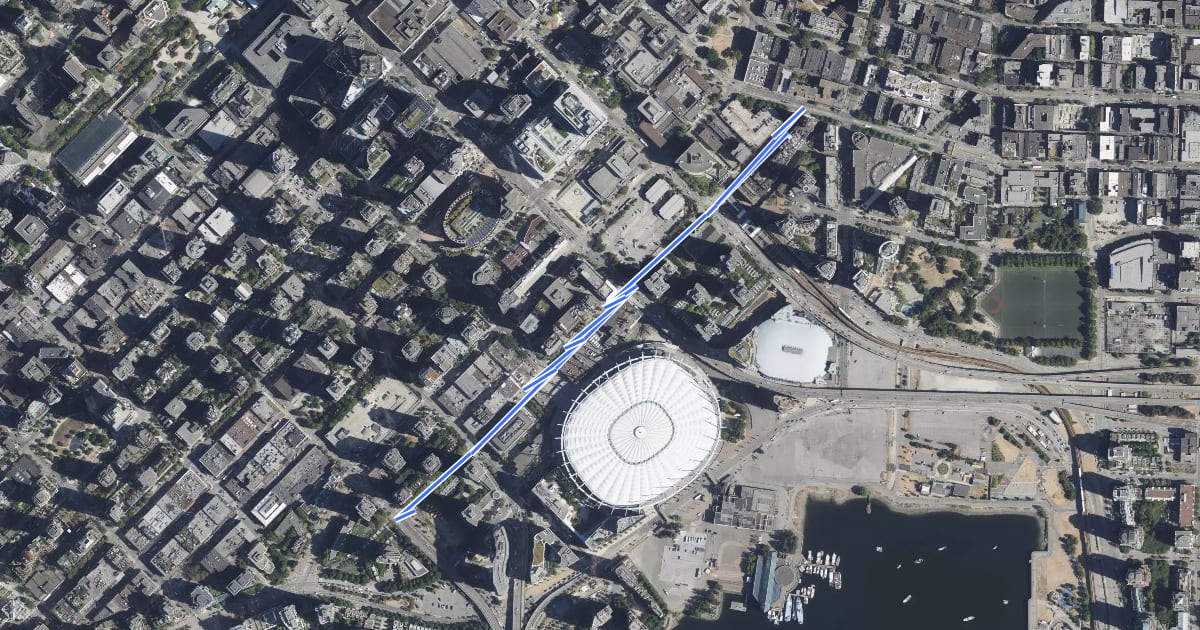 Маршрут Beatty Bikeway на спутниковом снимке