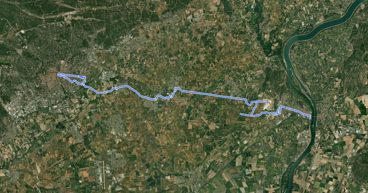 Маршрут Beaucaire - Nîmes (Via Domitia) на спутниковом снимке