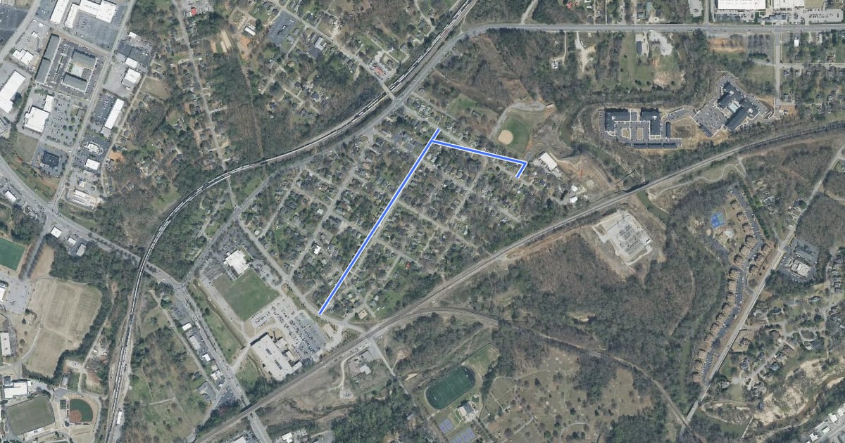 Маршрут Beaumont Connector на спутниковом снимке