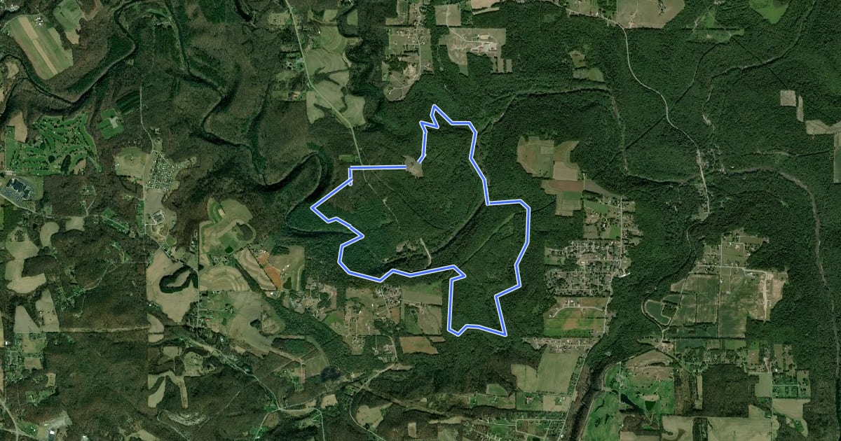 Маршрут Beaver Creek - Yellow Trail на спутниковом снимке