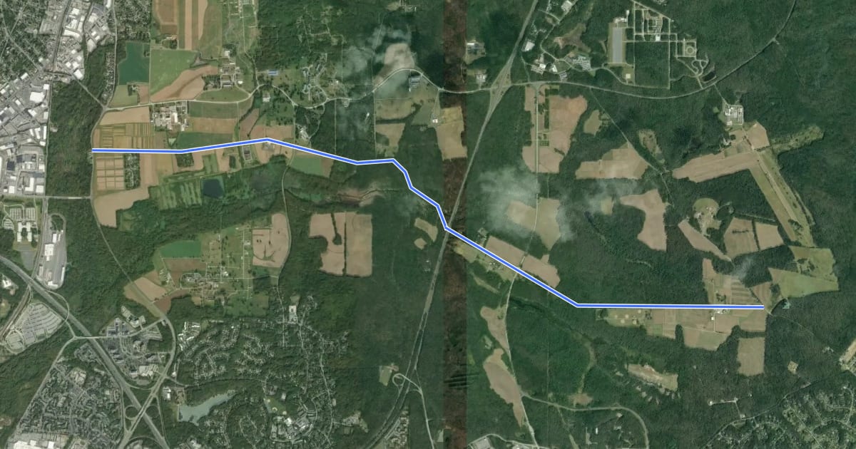Маршрут Beaver Dam Rd на спутниковом снимке