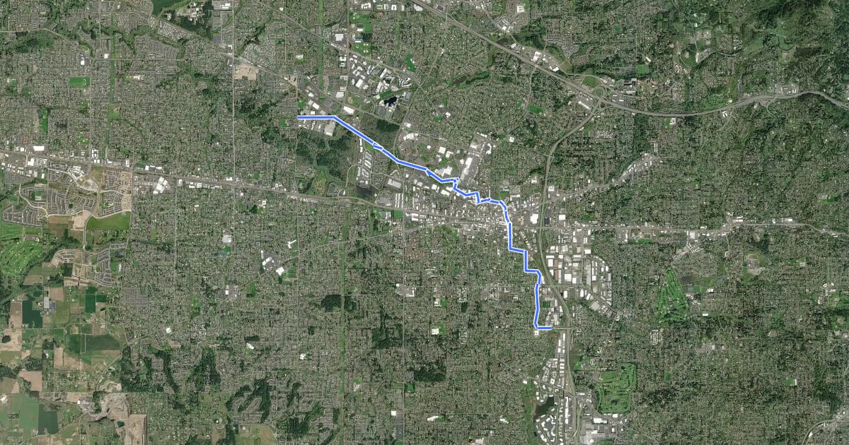 Маршрут Beaverton Creek Trail на спутниковом снимке
