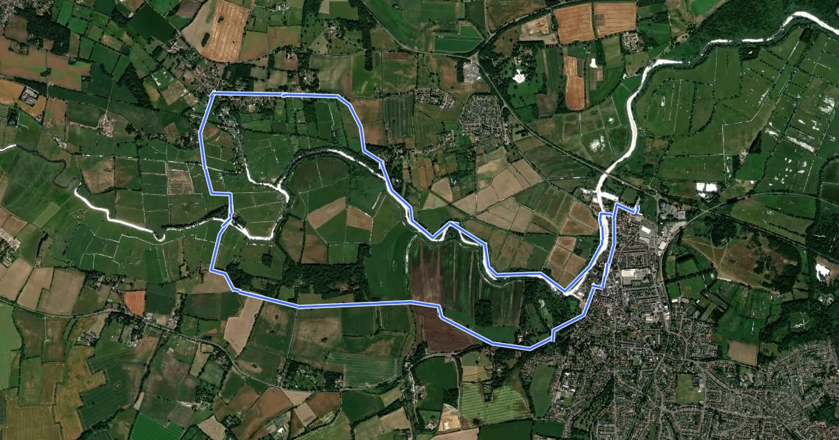 Маршрут Beccles and Geldeston circular walk на спутниковом снимке