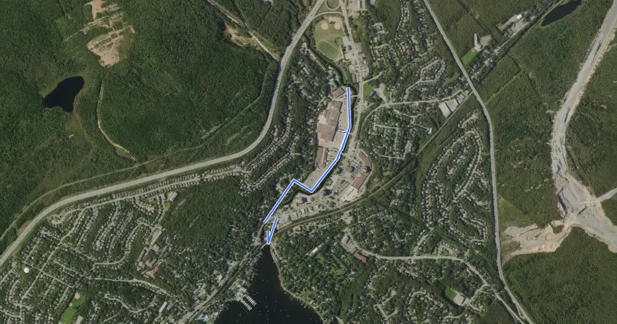 Маршрут Bedford Sackville Connector Greenway на спутниковом снимке