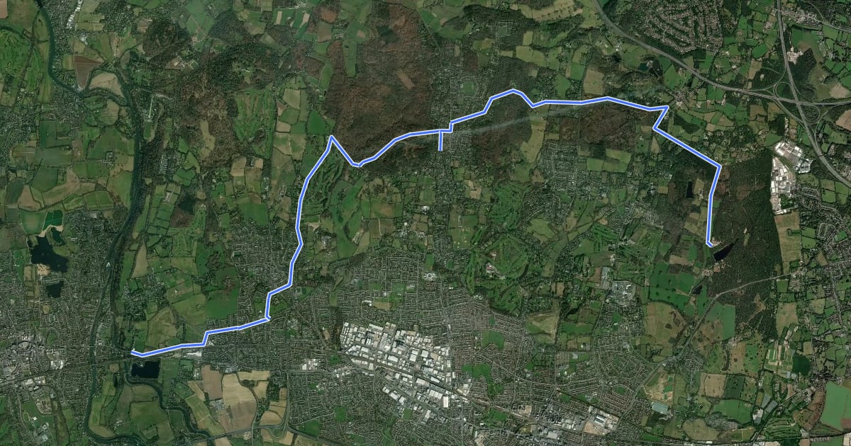 Маршрут Beeches Cycleway на спутниковом снимке