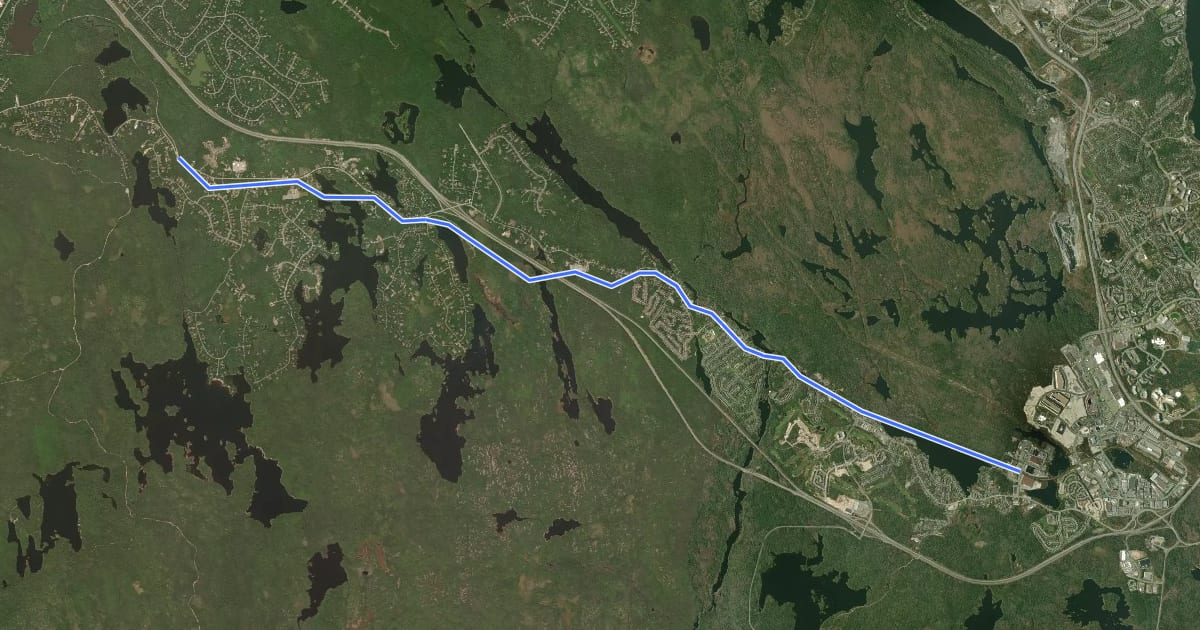 Маршрут Beechville Lakeside Timberlea Rails to Trails на спутниковом снимке