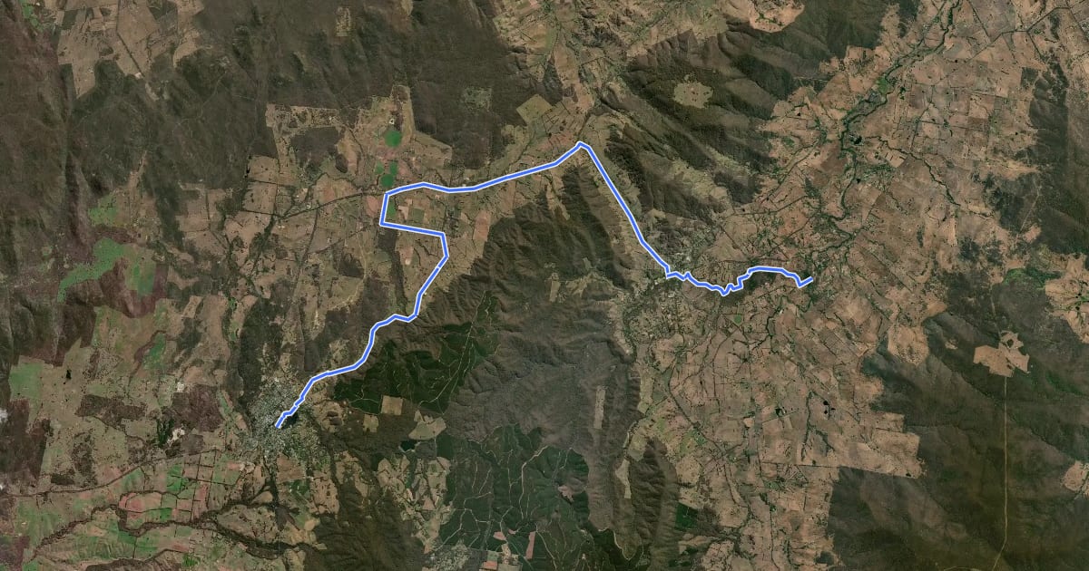 Маршрут Beechworth to Yackandandah Rail Trail на спутниковом снимке