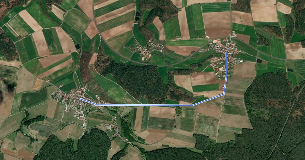Маршрут Beerbach - Oberroßbach на спутниковом снимке