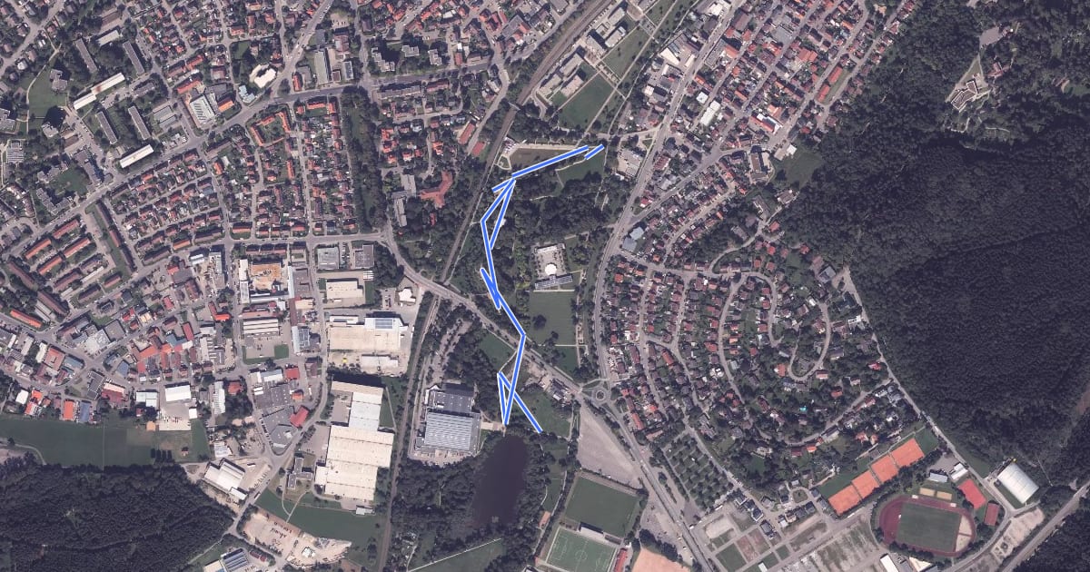 Маршрут Bei der Neckarquelle - Bauchenbergweiher на спутниковом снимке