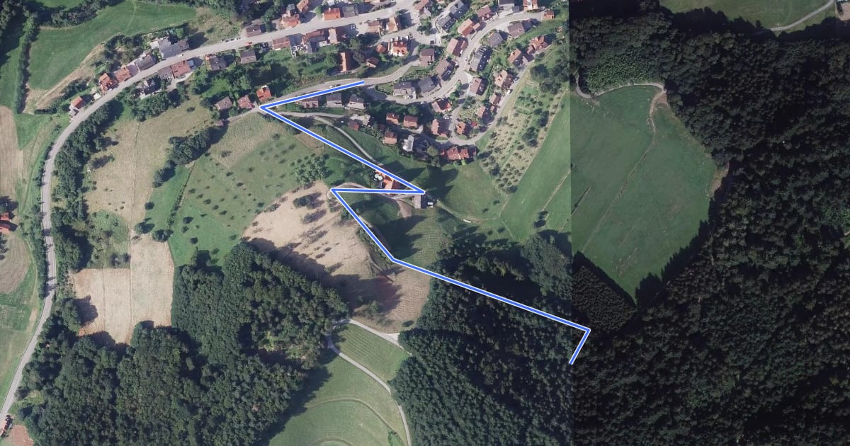 Маршрут Beim Kleineck - Seebach Kirchberg на спутниковом снимке