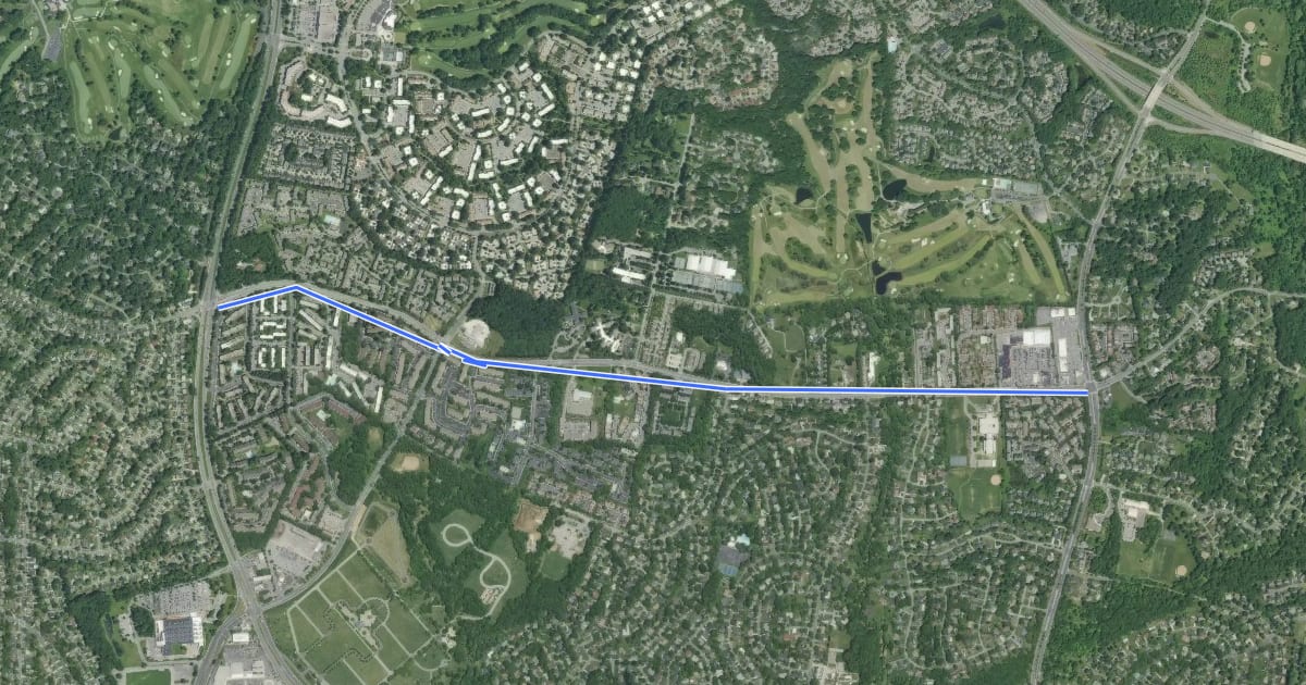 Маршрут Bel Pre Road Sidepath на спутниковом снимке