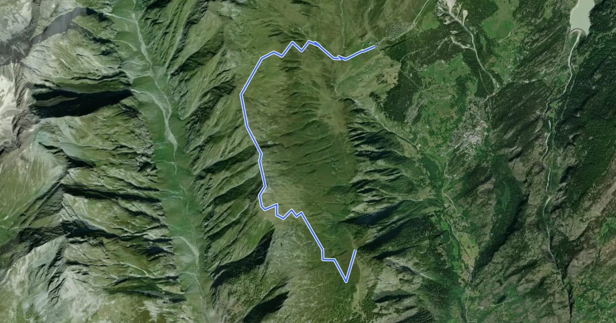 Маршрут Belalp - Foggenhorn - Nessel на спутниковом снимке